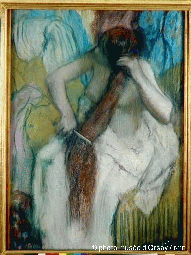 Edgar Degas. Donna che si pettina. 1887-90. Pastello su carta. Parigi, Museo D'Orsay.