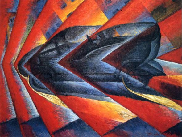 Luigi Russolo. Dinamismo di un'automobile. 1913. Olio su tela. Parigi, Museo d'Arte Moderna